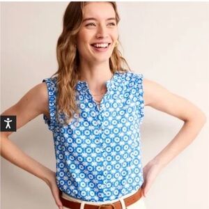 Blue Floral Sleeveless Top